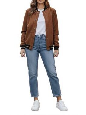 ZARA faux suede bomber jacket brown size M